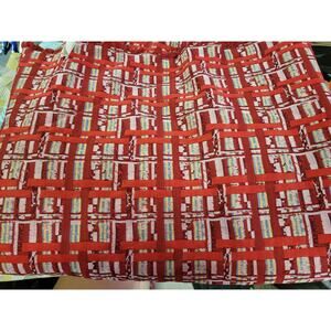 Vintage MCM Red & Grey Pattern Fabric Tapestry Type Material